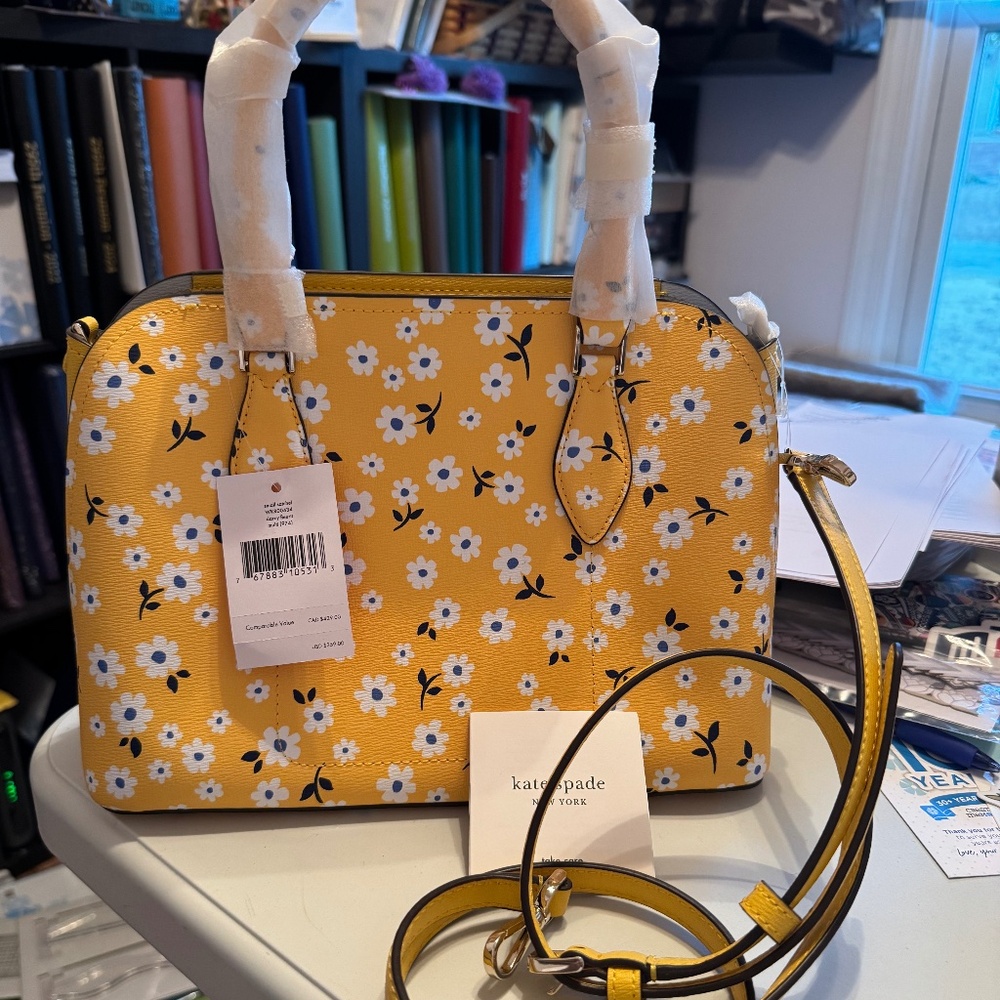 Kate Spade Darcy Fleurtt Yellow Daisy Small Satchel NWT